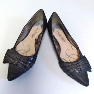 Sam & Libby Dark Gray Pointed Toe Bow Detail Flats Size 6